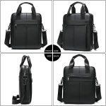 ND Genuine Leather Shoulder Messenger Bag for Men Adjustable Shoulders Sling Crossbody Bags for Travel Work Business Handbag (Black) - Image 4